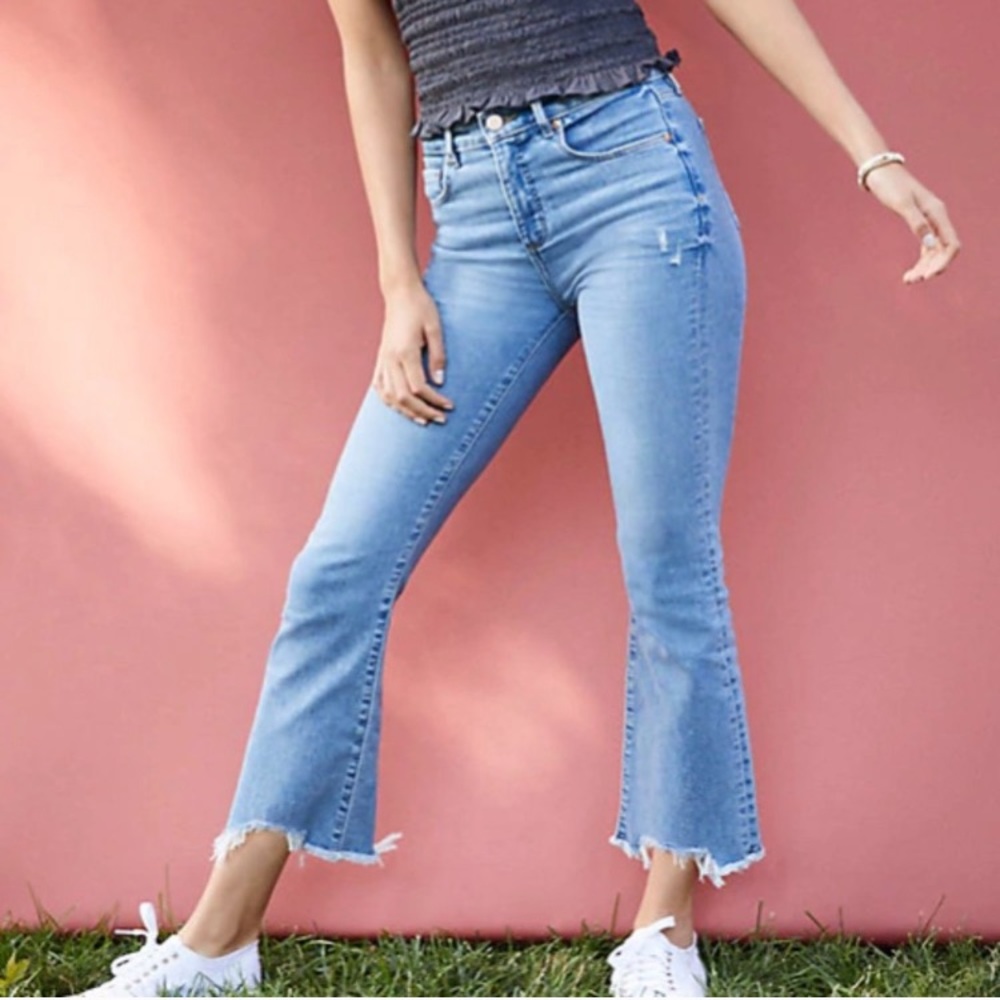 LOFT High Rise Crop Flare Jeans